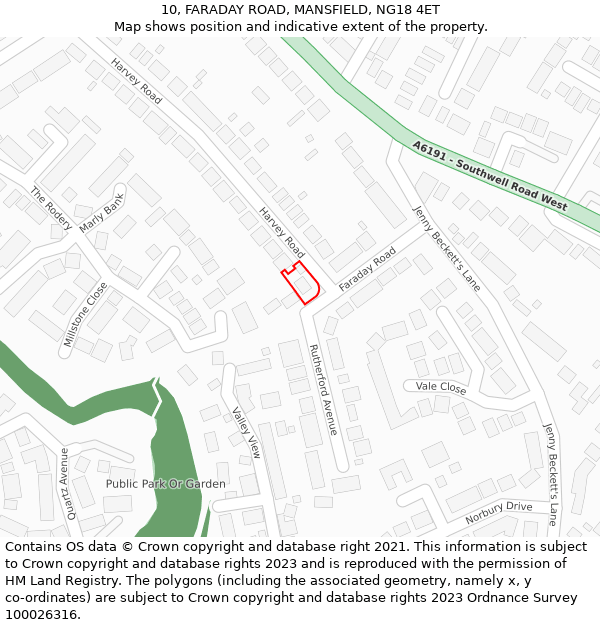 10, FARADAY ROAD, MANSFIELD, NG18 4ET: Location map and indicative extent of plot