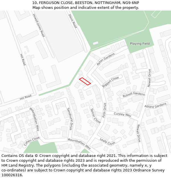 10, FERGUSON CLOSE, BEESTON, NOTTINGHAM, NG9 6NP: Location map and indicative extent of plot