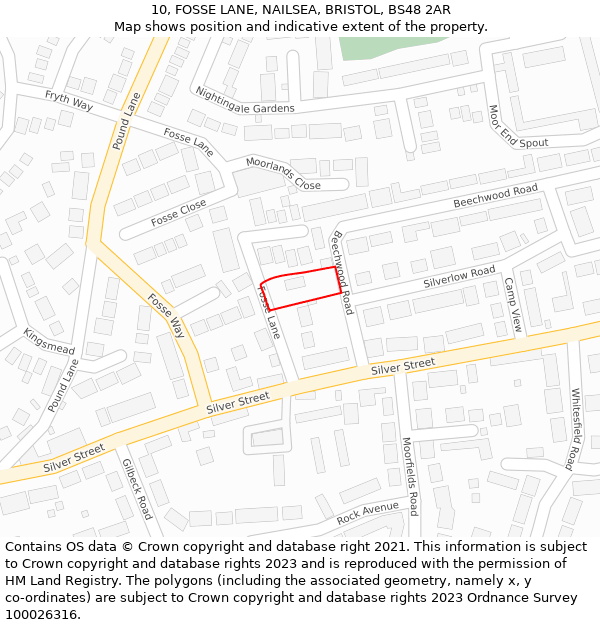 10, FOSSE LANE, NAILSEA, BRISTOL, BS48 2AR: Location map and indicative extent of plot