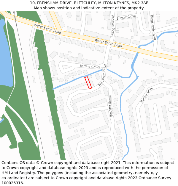 10, FRENSHAM DRIVE, BLETCHLEY, MILTON KEYNES, MK2 3AR: Location map and indicative extent of plot