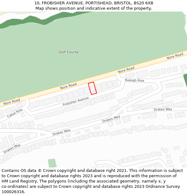 10, FROBISHER AVENUE, PORTISHEAD, BRISTOL, BS20 6XB: Location map and indicative extent of plot