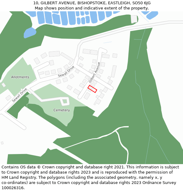 10, GILBERT AVENUE, BISHOPSTOKE, EASTLEIGH, SO50 6JG: Location map and indicative extent of plot