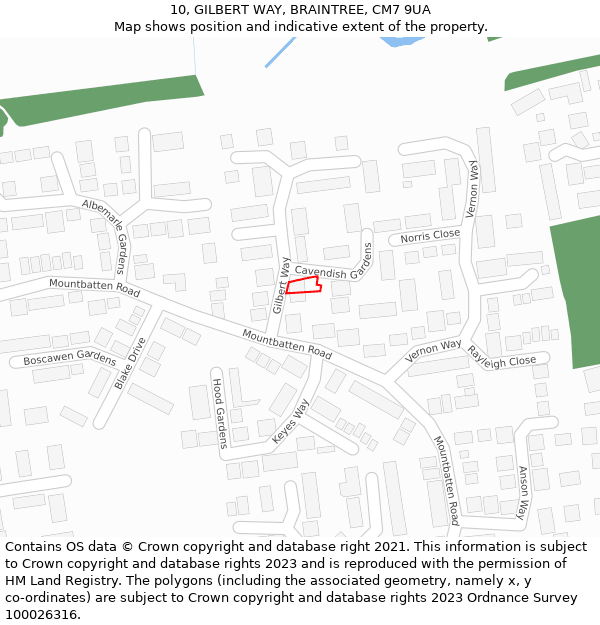 10, GILBERT WAY, BRAINTREE, CM7 9UA: Location map and indicative extent of plot