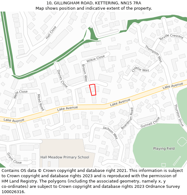 10, GILLINGHAM ROAD, KETTERING, NN15 7RA: Location map and indicative extent of plot