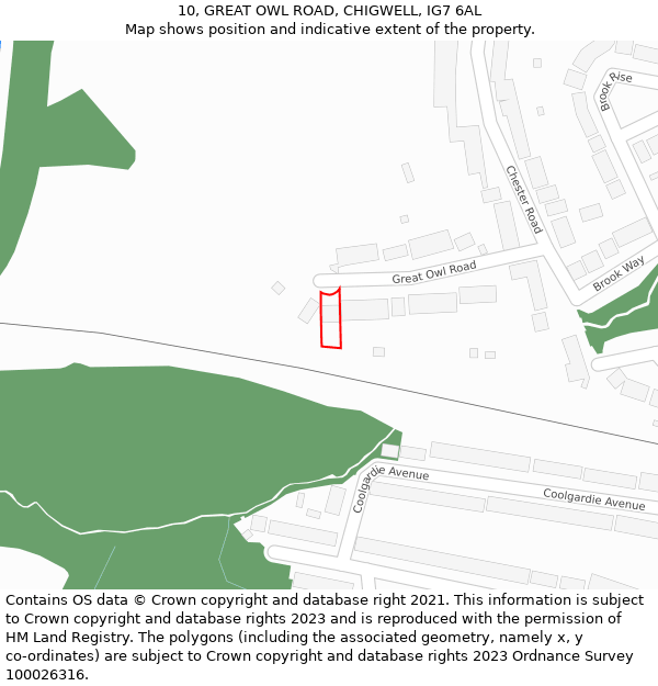 10, GREAT OWL ROAD, CHIGWELL, IG7 6AL: Location map and indicative extent of plot