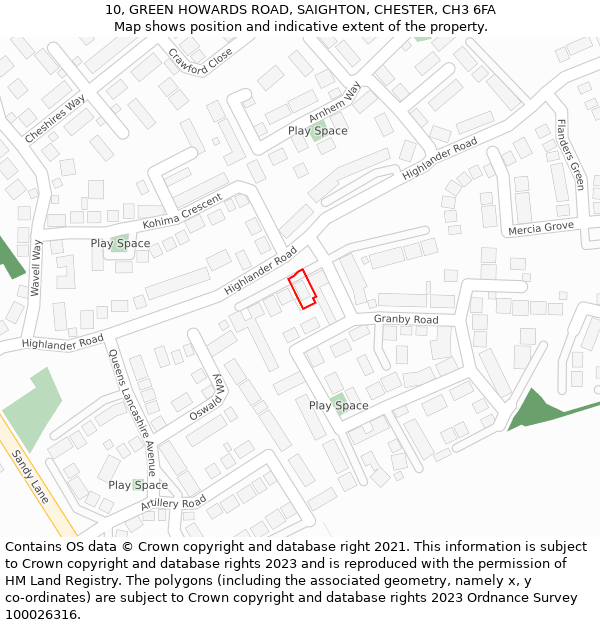 10, GREEN HOWARDS ROAD, SAIGHTON, CHESTER, CH3 6FA: Location map and indicative extent of plot