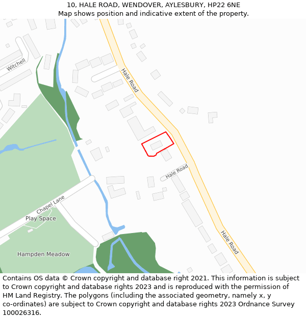 10, HALE ROAD, WENDOVER, AYLESBURY, HP22 6NE: Location map and indicative extent of plot