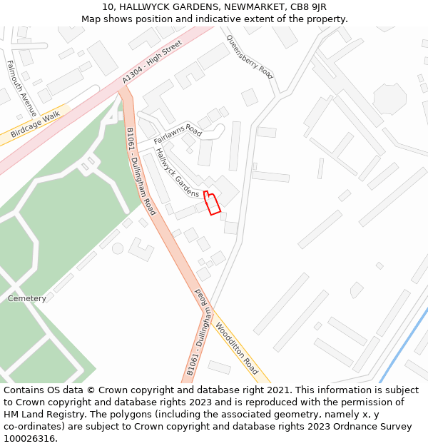 10, HALLWYCK GARDENS, NEWMARKET, CB8 9JR: Location map and indicative extent of plot