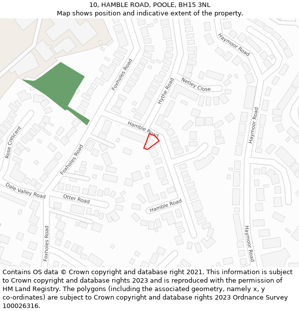 10, HAMBLE ROAD, POOLE, BH15 3NL: Location map and indicative extent of plot