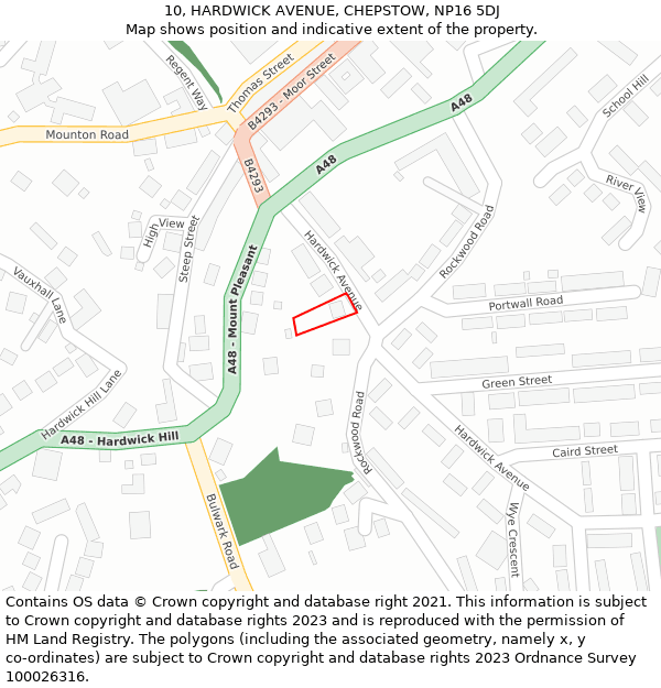 10, HARDWICK AVENUE, CHEPSTOW, NP16 5DJ: Location map and indicative extent of plot