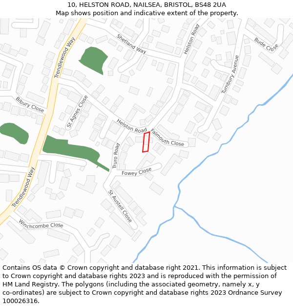 10, HELSTON ROAD, NAILSEA, BRISTOL, BS48 2UA: Location map and indicative extent of plot