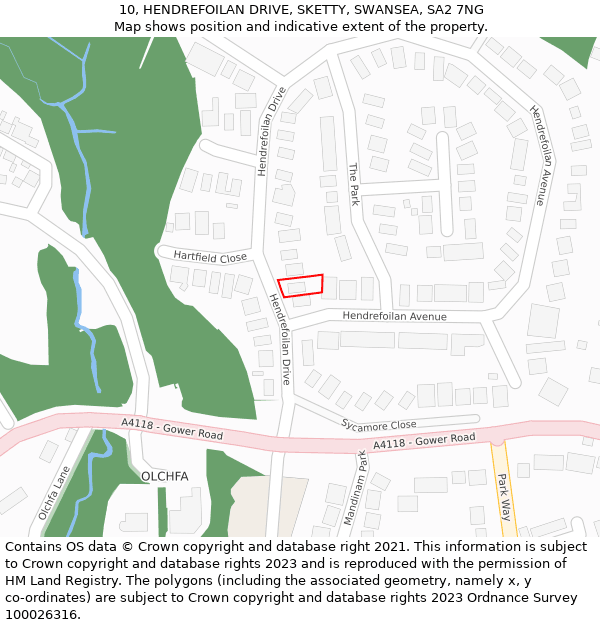 10, HENDREFOILAN DRIVE, SKETTY, SWANSEA, SA2 7NG: Location map and indicative extent of plot