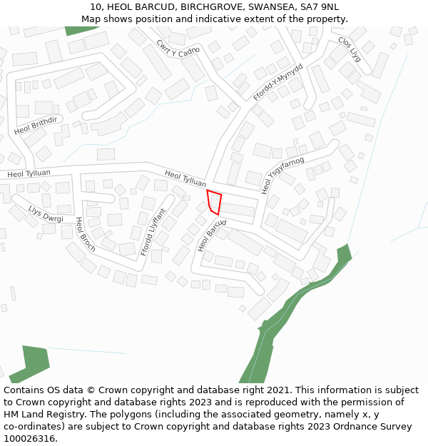 10, HEOL BARCUD, BIRCHGROVE, SWANSEA, SA7 9NL: Location map and indicative extent of plot