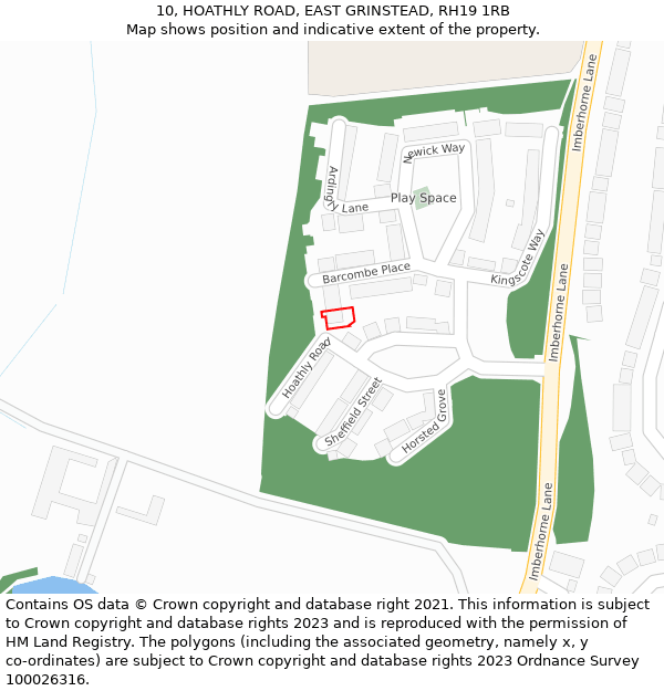 10, HOATHLY ROAD, EAST GRINSTEAD, RH19 1RB: Location map and indicative extent of plot