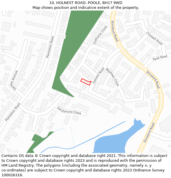 10, HOLNEST ROAD, POOLE, BH17 9WD: Location map and indicative extent of plot