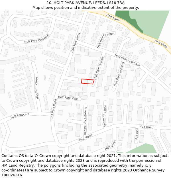 10, HOLT PARK AVENUE, LEEDS, LS16 7RA: Location map and indicative extent of plot