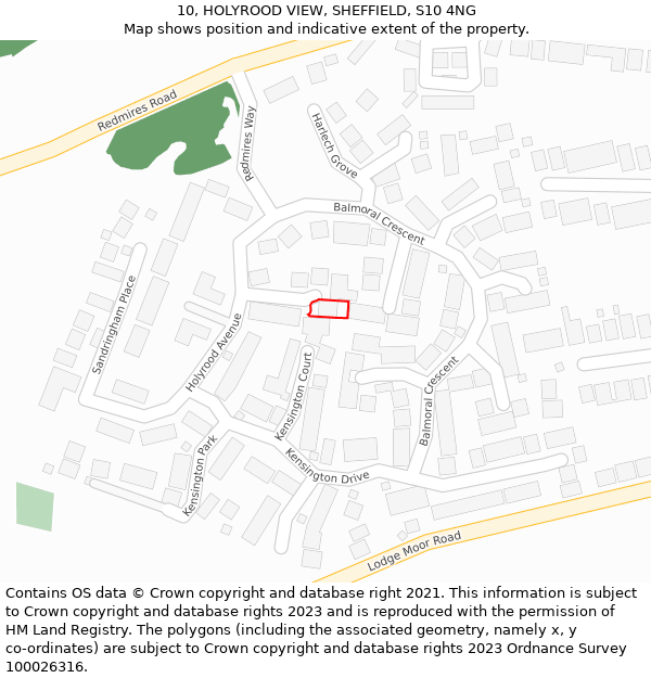 10, HOLYROOD VIEW, SHEFFIELD, S10 4NG: Location map and indicative extent of plot