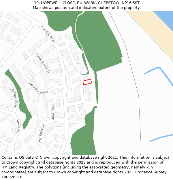 10, HOPEWELL CLOSE, BULWARK, CHEPSTOW, NP16 5ST: Location map and indicative extent of plot