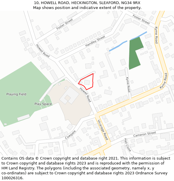 10, HOWELL ROAD, HECKINGTON, SLEAFORD, NG34 9RX: Location map and indicative extent of plot
