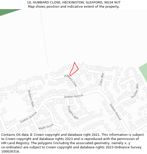 10, HUBBARD CLOSE, HECKINGTON, SLEAFORD, NG34 9UT: Location map and indicative extent of plot