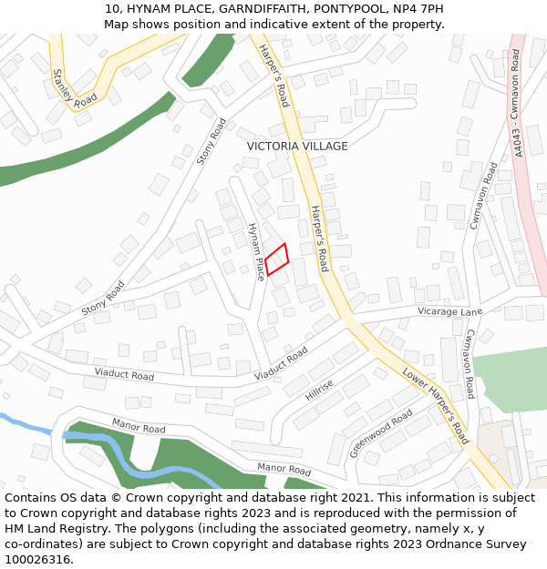 10, HYNAM PLACE, GARNDIFFAITH, PONTYPOOL, NP4 7PH: Location map and indicative extent of plot