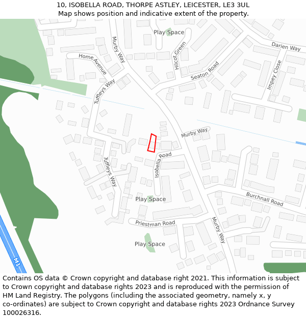 10, ISOBELLA ROAD, THORPE ASTLEY, LEICESTER, LE3 3UL: Location map and indicative extent of plot