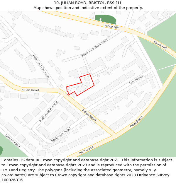 10, JULIAN ROAD, BRISTOL, BS9 1LL: Location map and indicative extent of plot