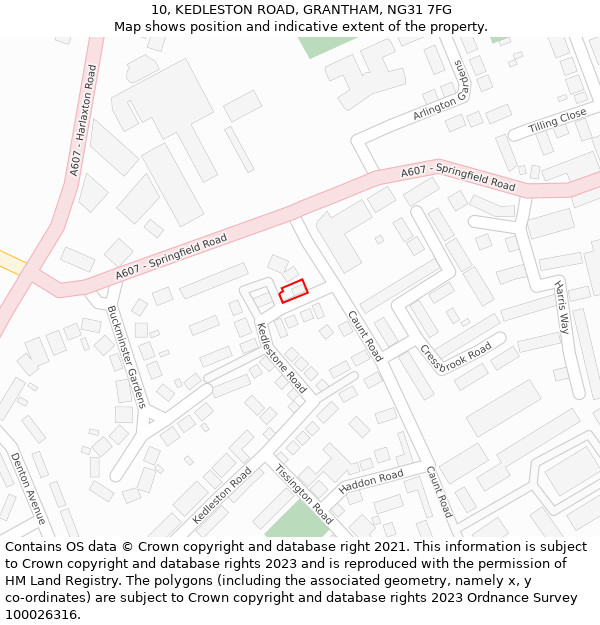 10, KEDLESTON ROAD, GRANTHAM, NG31 7FG: Location map and indicative extent of plot