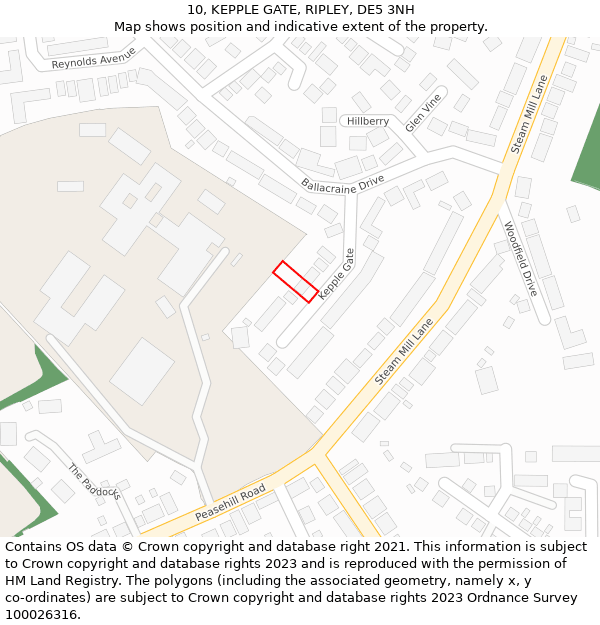 10, KEPPLE GATE, RIPLEY, DE5 3NH: Location map and indicative extent of plot