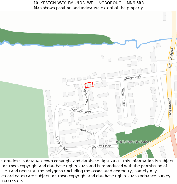 10, KESTON WAY, RAUNDS, WELLINGBOROUGH, NN9 6RR: Location map and indicative extent of plot