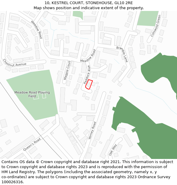 10, KESTREL COURT, STONEHOUSE, GL10 2RE: Location map and indicative extent of plot