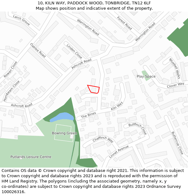 10, KILN WAY, PADDOCK WOOD, TONBRIDGE, TN12 6LF: Location map and indicative extent of plot