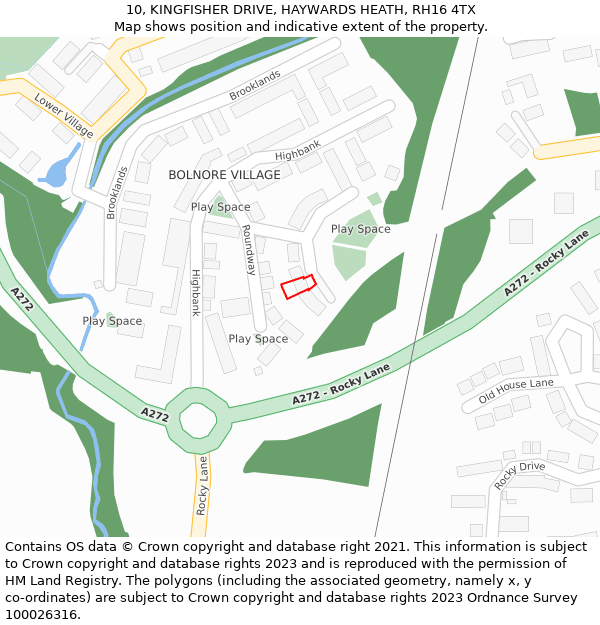 10, KINGFISHER DRIVE, HAYWARDS HEATH, RH16 4TX: Location map and indicative extent of plot