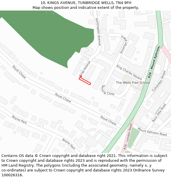 10, KINGS AVENUE, TUNBRIDGE WELLS, TN4 9FH: Location map and indicative extent of plot