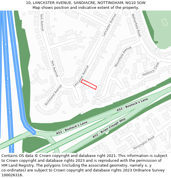 10, LANCASTER AVENUE, SANDIACRE, NOTTINGHAM, NG10 5GW: Location map and indicative extent of plot