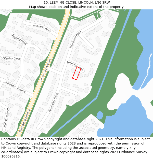 10, LEEMING CLOSE, LINCOLN, LN6 3RW: Location map and indicative extent of plot