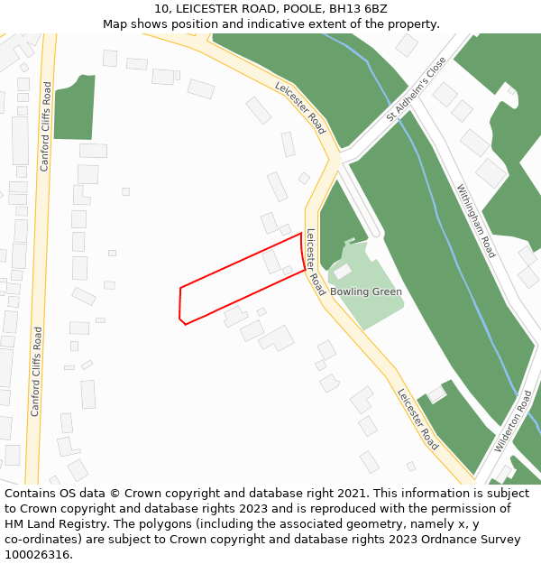 10, LEICESTER ROAD, POOLE, BH13 6BZ: Location map and indicative extent of plot