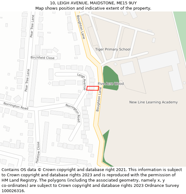 10, LEIGH AVENUE, MAIDSTONE, ME15 9UY: Location map and indicative extent of plot