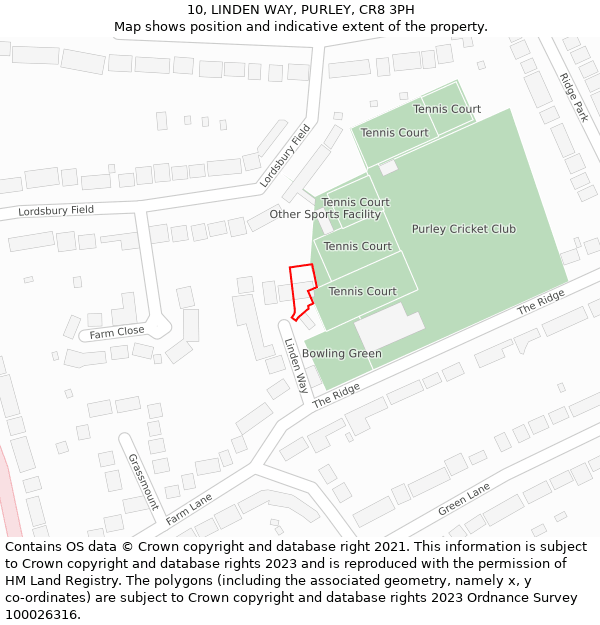 10, LINDEN WAY, PURLEY, CR8 3PH: Location map and indicative extent of plot