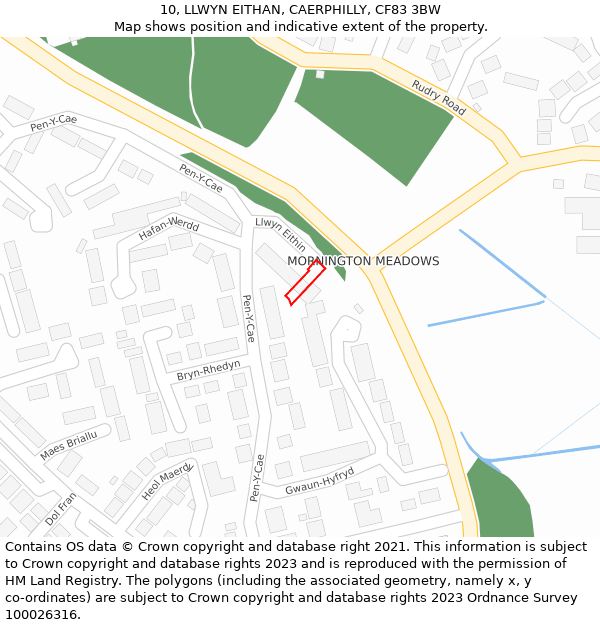 10, LLWYN EITHAN, CAERPHILLY, CF83 3BW: Location map and indicative extent of plot