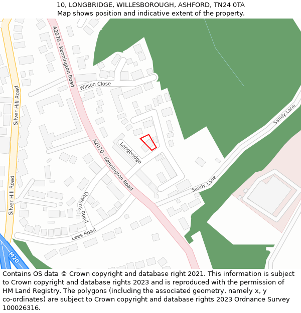 10, LONGBRIDGE, WILLESBOROUGH, ASHFORD, TN24 0TA: Location map and indicative extent of plot