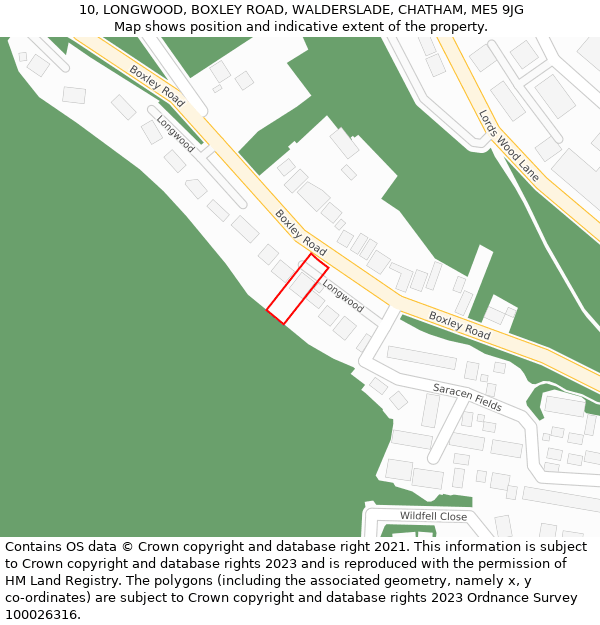 10, LONGWOOD, BOXLEY ROAD, WALDERSLADE, CHATHAM, ME5 9JG: Location map and indicative extent of plot