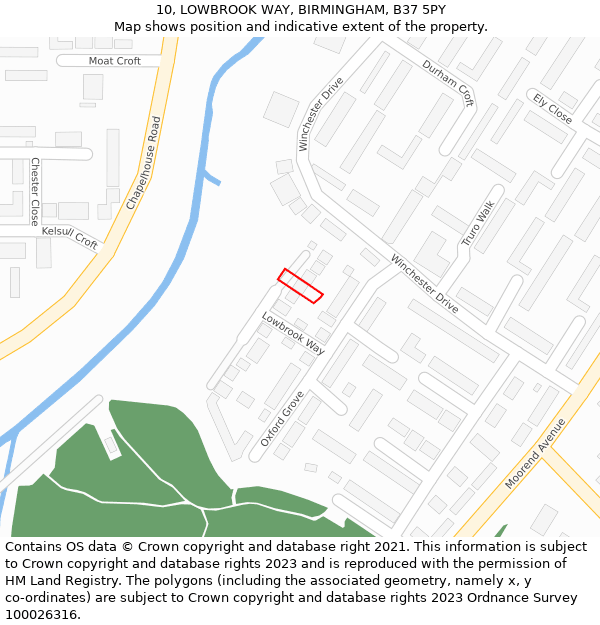 10, LOWBROOK WAY, BIRMINGHAM, B37 5PY: Location map and indicative extent of plot