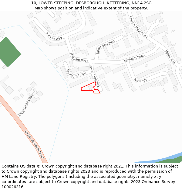 10, LOWER STEEPING, DESBOROUGH, KETTERING, NN14 2SG: Location map and indicative extent of plot