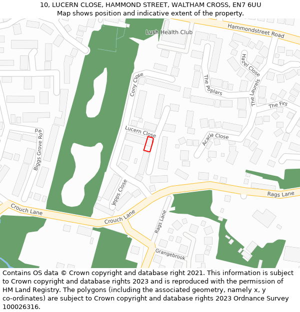 10, LUCERN CLOSE, HAMMOND STREET, WALTHAM CROSS, EN7 6UU: Location map and indicative extent of plot