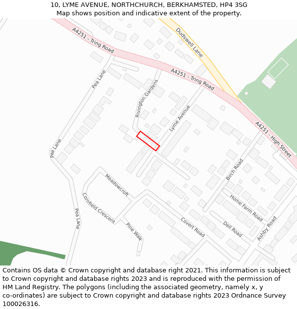 10, LYME AVENUE, NORTHCHURCH, BERKHAMSTED, HP4 3SG: Location map and indicative extent of plot