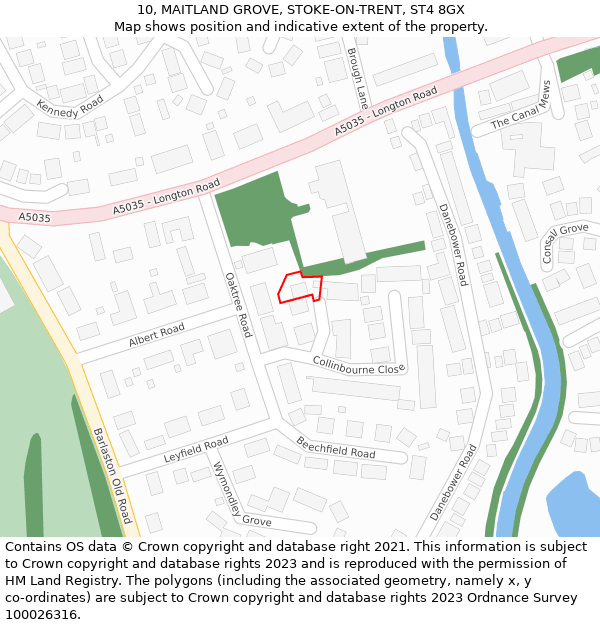 10, MAITLAND GROVE, STOKE-ON-TRENT, ST4 8GX: Location map and indicative extent of plot
