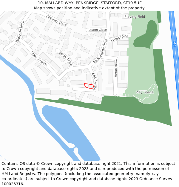 10, MALLARD WAY, PENKRIDGE, STAFFORD, ST19 5UE: Location map and indicative extent of plot