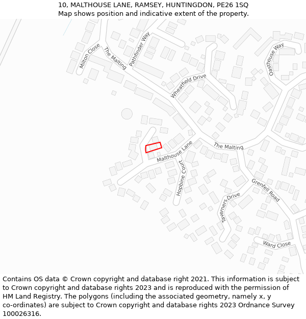 10, MALTHOUSE LANE, RAMSEY, HUNTINGDON, PE26 1SQ: Location map and indicative extent of plot