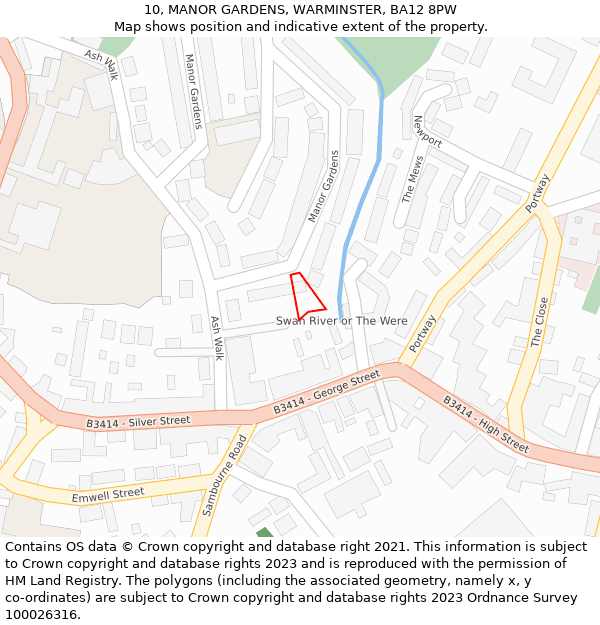 10, MANOR GARDENS, WARMINSTER, BA12 8PW: Location map and indicative extent of plot